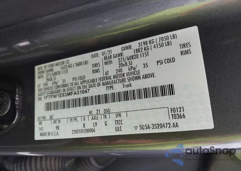 2021 Ford F-150 Platinum from USA, damaged, VIN 1FTFW1E83MFA31047